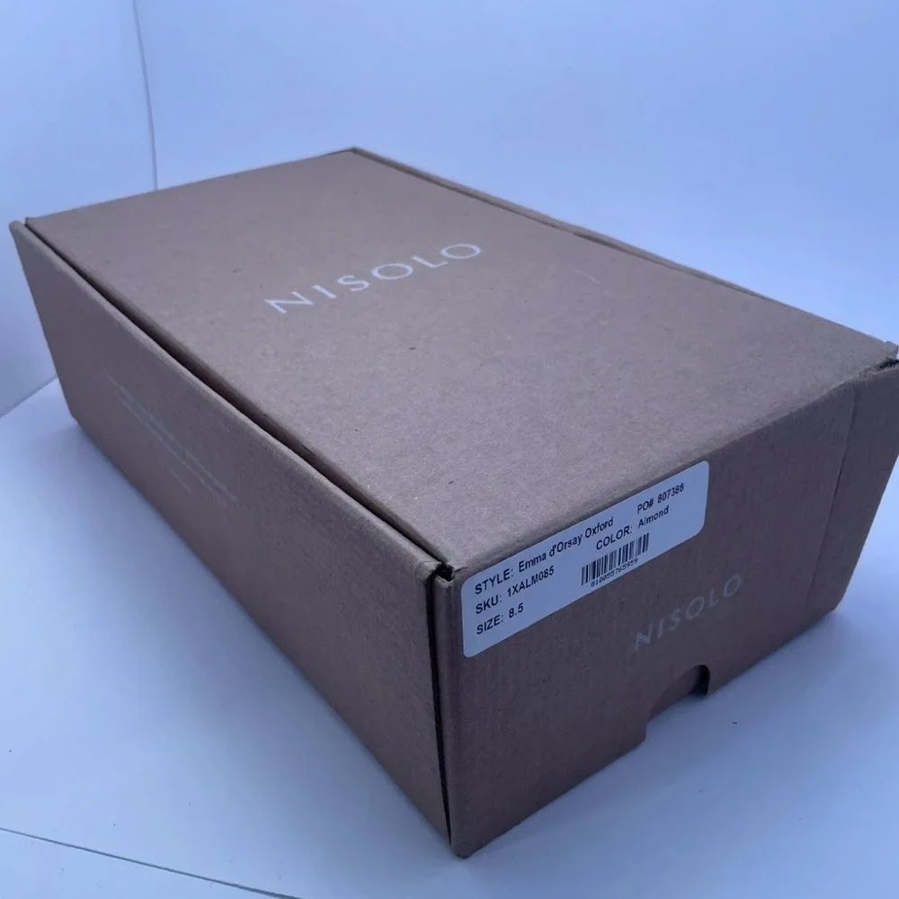 Nisolo Emma d'Orsay Oxford Flats Almond Leather Women’s Size 8.5‎